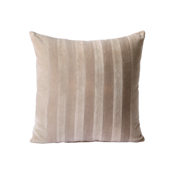 Dusty pink striped velvet cushion