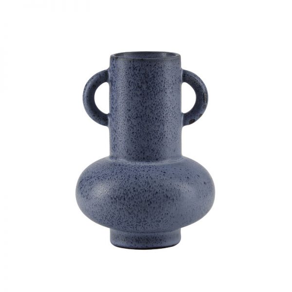 luna 2 handle ceramic blue vase